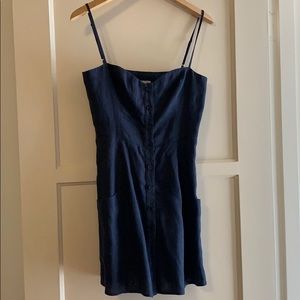Reformation Navy Linen Mini Dress w pockets - 4
